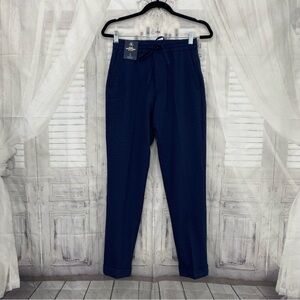 Hart Schaffner Marx Small Pants Blue Textured Jogger Drawstring Straight Flat